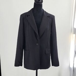 Iris Black Blazer Notched Lapel Tailored
